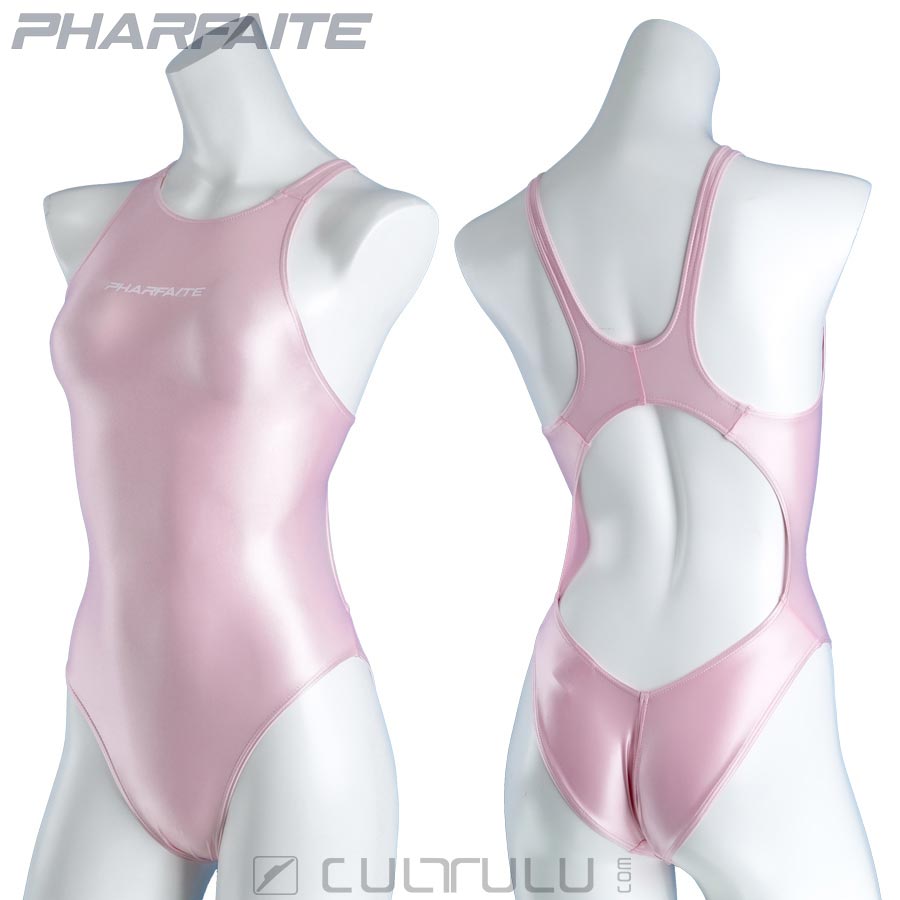 Pharfaite skinny satin x-back swimsuit PF634 pink