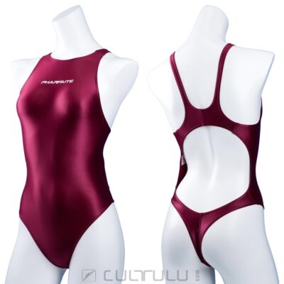 Pharfaite skinny satin racer thong swimsuit PF635 wine