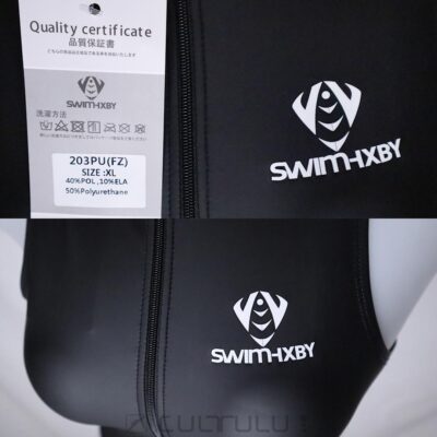 SwimHXBY 203FZ rubberized frontzipper swimsuit matt black