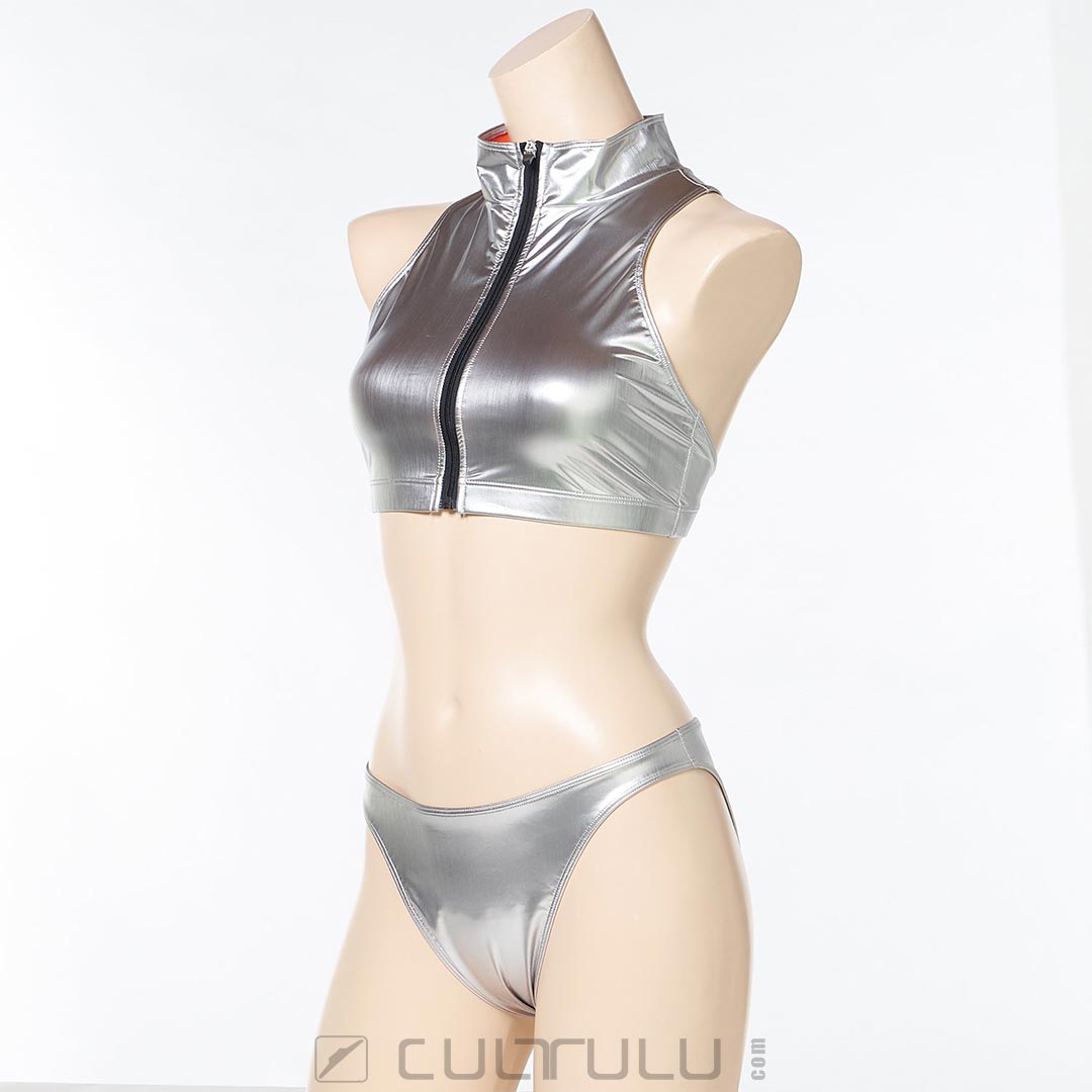 Poolsider rubberized bikini PS-02HL silver